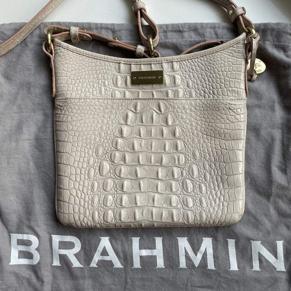 Brahmin Katie Croc- Embossed Crossbody Bag - Blush